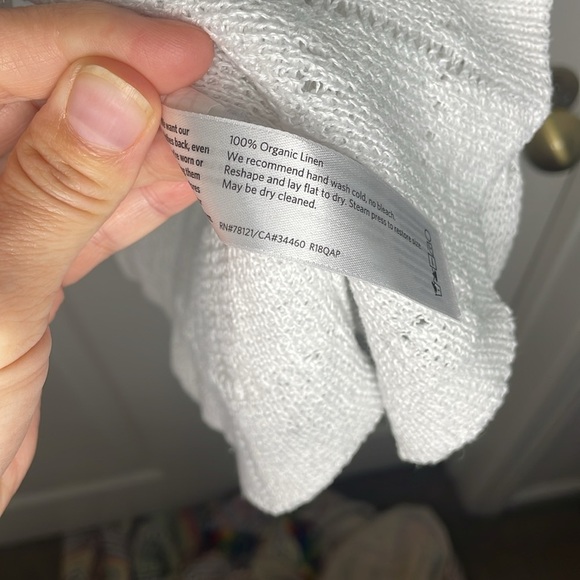 New Organic Linen Pointelle Short-sleeve Sweater - Picture 4 of 5